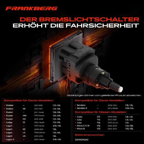 1x Bremslichtschalter für Dacia Dokker Duster Lodgy Sandero Opel Movano B 2.3L Bild 1x Bremslichtschalter für Dacia Dokker Duster Lodgy Sandero Opel Movano B 2.3L