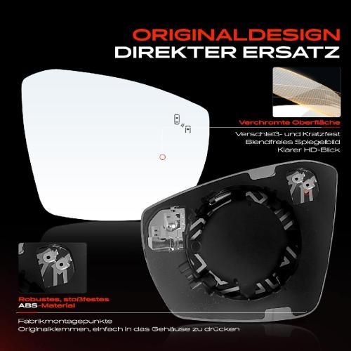 1x Spiegelglas Außenspiegel rechts für VW T-ROC Cabriolet AC7 AC8 A11 D11 Bj ab 2017 Bild 1x Spiegelglas Außenspiegel rechts für VW T-ROC Cabriolet AC7 AC8 A11 D11 Bj ab 2017