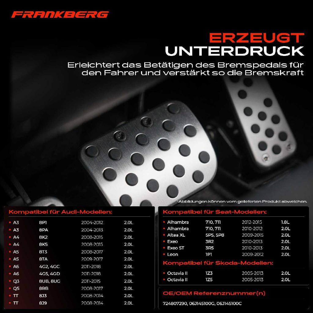1x Unterdruckpumpe Bremsanlage Vakuumpumpe für VW Golf 6 Passat Tiguan Audi A4 A6 Q5 Skoda Seat