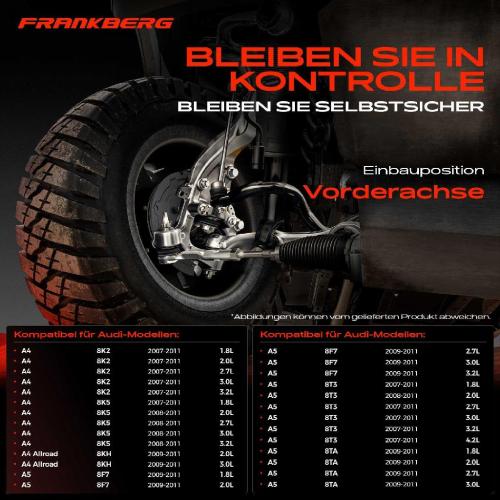 Frankberg 1x Querlenker Satz Vorderachse für Audi A4 Allroad Avant A5 Cabriolet Sportback Q5 2.7L 3.2L 4.2L 2007-2011 Bild Frankberg 1x Querlenker Satz Vorderachse für Audi A4 Allroad Avant A5 Cabriolet Sportback Q5 2.7L 3.2L 4.2L 2007-2011