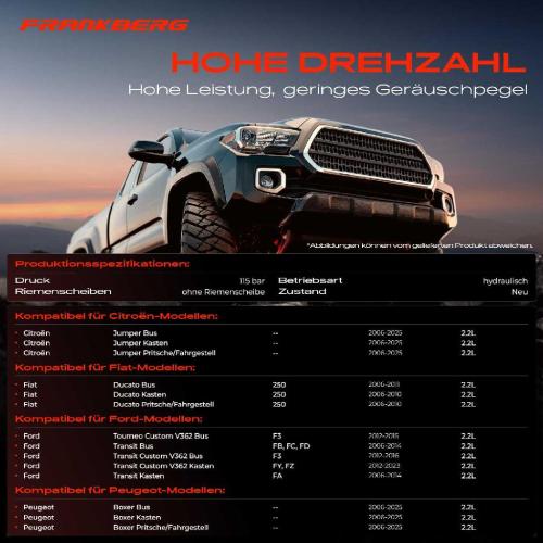 Frankberg 1x Servopumpe hydraulisch für Citroën Jumper Fiat Ducato Ford Tourneo Custom Bus Transit Boxer Bild Frankberg 1x Servopumpe hydraulisch für Citroën Jumper Fiat Ducato Ford Tourneo Custom Bus Transit Boxer