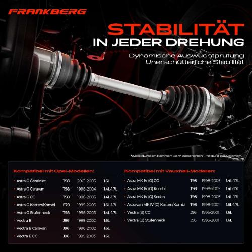 Frankberg 1x Antriebswelle Vorderachse Links für Opel Astra G CC F08 F48 Astra G F67 Bild Frankberg 1x Antriebswelle Vorderachse Links für Opel Astra G CC F08 F48 Astra G F67