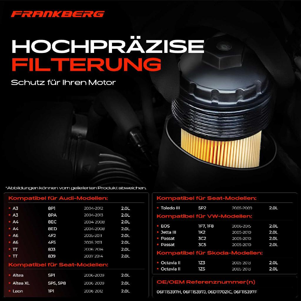 1x ÖlkühlerÖlfilter für VW Passat 3C Audi A3 8P A4 8E A6 2.0L