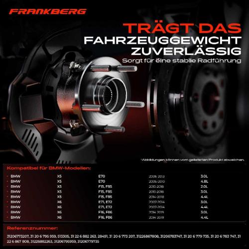 2x Radnabe Radlagersatz Vorderachse beidseitig für BMW X5 X6 3.0L 4.8L 2.0L 4.4L 2006-2019 Bild 2x Radnabe Radlagersatz Vorderachse beidseitig für BMW X5 X6 3.0L 4.8L 2.0L 4.4L 2006-2019