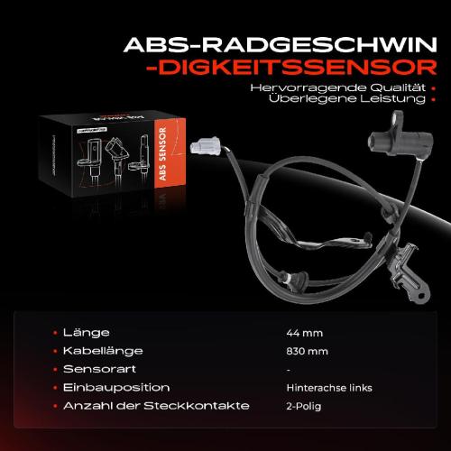 1x ABS Sensor Hinterachse links für Toyota MR 2 III ZZW3 1.8L 1999-2007 Bild 1x ABS Sensor Hinterachse links für Toyota MR 2 III ZZW3 1.8L 1999-2007