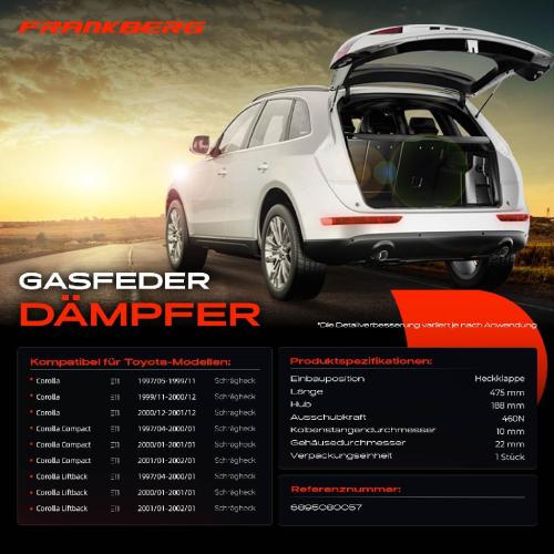 1x Gasfeder Dämpfer Heckklappe für Toyota Corolla E11 Schrägheck 1997-2002 Bild 1x Gasfeder Dämpfer Heckklappe für Toyota Corolla E11 Schrägheck 1997-2002