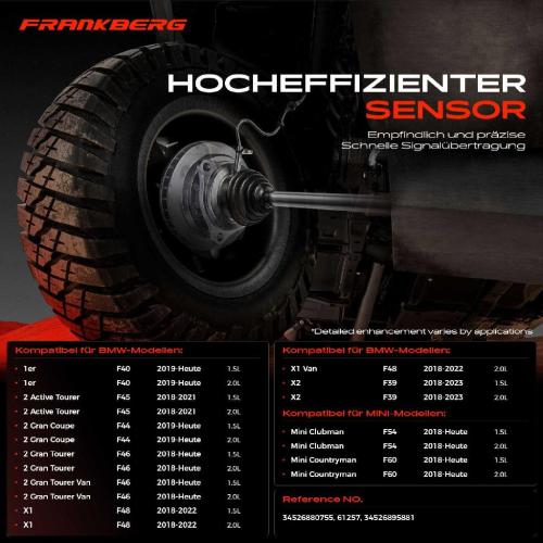 Frankberg 2x ABS Sensor Vorderachse beidseitig für BMW 1er E81 E87 Cabriolet E88 Coupe E82 3er E90 E93 E92 Touring E91 Bild Frankberg 2x ABS Sensor Vorderachse beidseitig für BMW 1er E81 E87 Cabriolet E88 Coupe E82 3er E90 E93 E92 Touring E91