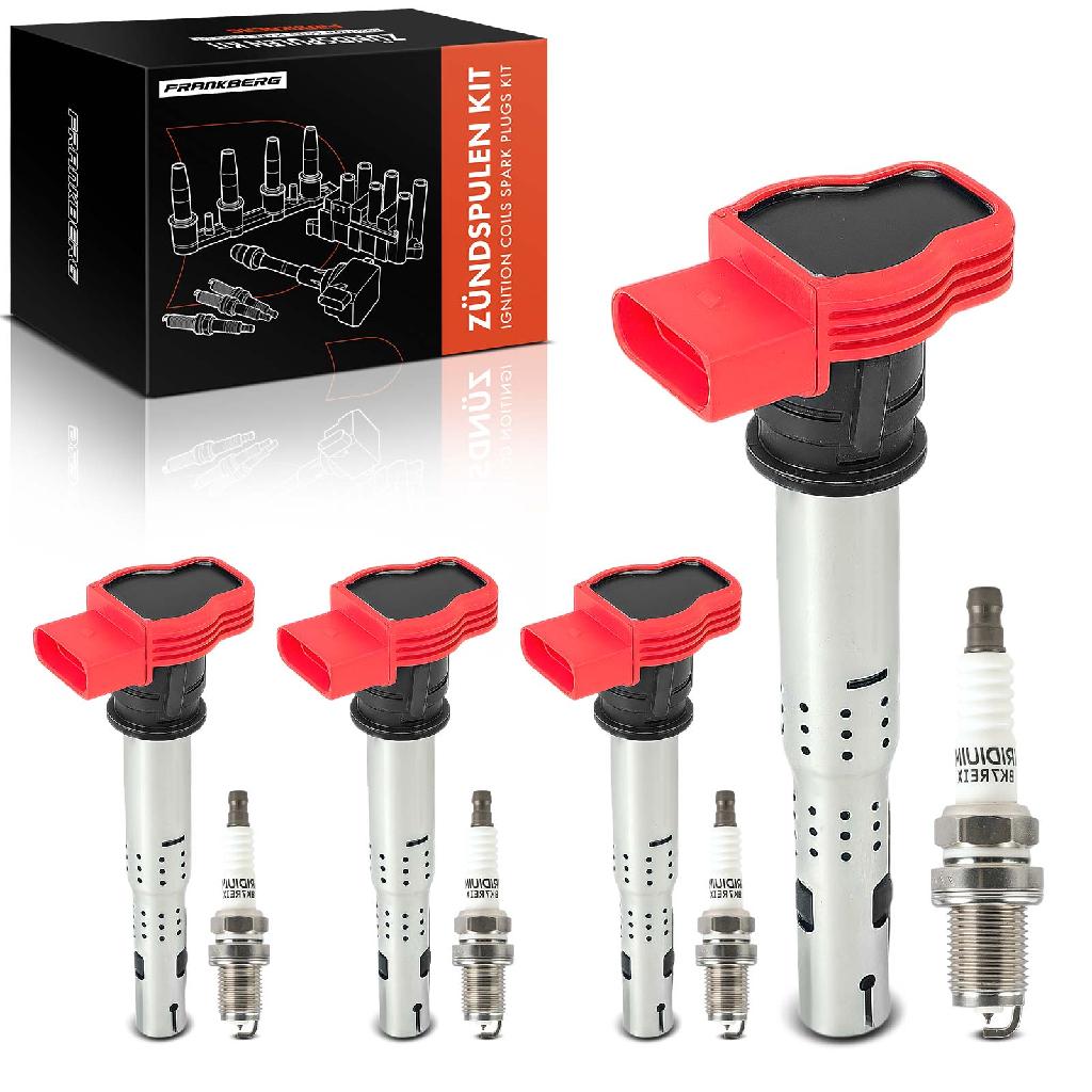 Frankberg 4x Z ndspule+4x Z ndkerze f r VW Touareg Audi A4 Avant Cabriolet A5 Sportback A6 Allroad A7 A8 Q5 Q7