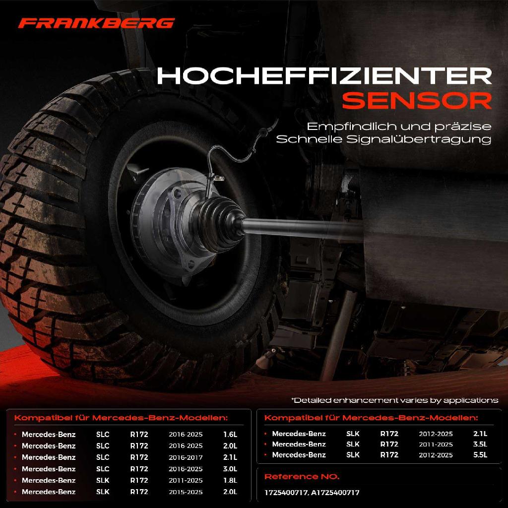 1x ABS Sensor Hinterachse rechts für Mercedes-Benz SLC R172 SLK 1.6L 2.0L 2.1L 3.0L 1.8L 3.5L Bj ab 2011