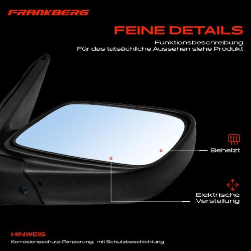 Frankberg 1x Außenspiegel Rechts für Toyota Yaris P1 1.0L 1.3L 1.4L 1.5L 2003-2005 Bild Frankberg 1x Außenspiegel Rechts für Toyota Yaris P1 1.0L 1.3L 1.4L 1.5L 2003-2005