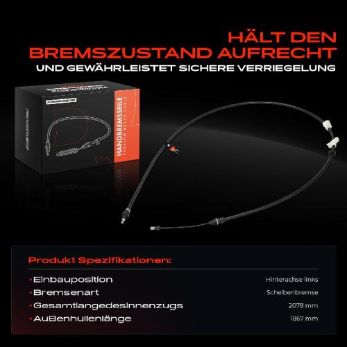 1x Seilzug Feststellbremse Hinterachse links für Ford Mondeo BA7 Galaxy S-Max 2007-2015 Bild 1x Seilzug Feststellbremse Hinterachse links für Ford Mondeo BA7 Galaxy S-Max 2007-2015