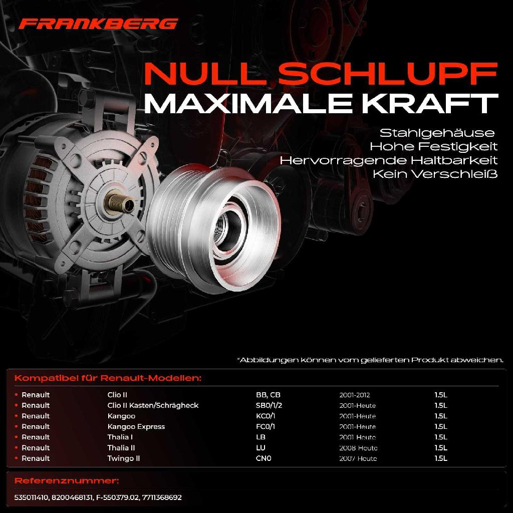 1x Generatorfreilauf Lichtmaschine für Renault Clio 2 Kangoo Thalia 1 2 Twingo II