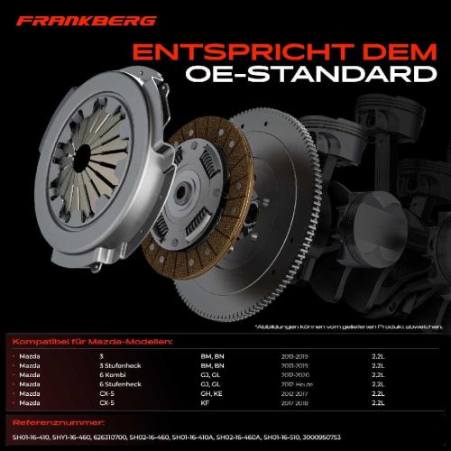Frankberg 1x Kupplungssatz für Mazda 3 BM BN 3 Stufenheck 6 Kombi GJ GL 6 Stufenheck CX-5 GH KE KF 2.2L Bild Frankberg 1x Kupplungssatz für Mazda 3 BM BN 3 Stufenheck 6 Kombi GJ GL 6 Stufenheck CX-5 GH KE KF 2.2L