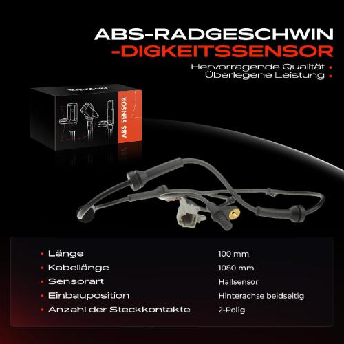 1x ABS Sensor Hinterachse beidseitig für Nissan X-Trail Renault Koleos I 2.0L 2.5L Bj ab 2007 Bild 1x ABS Sensor Hinterachse beidseitig für Nissan X-Trail Renault Koleos I 2.0L 2.5L Bj ab 2007