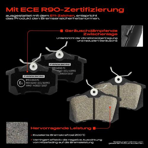 Frankberg 4x Bremsbeläge Hinterachse für Audi A3 Sportback A4 Avant A6 Seat Ibiza III Skoda Octavia II Combi Bild Frankberg 4x Bremsbeläge Hinterachse für Audi A3 Sportback A4 Avant A6 Seat Ibiza III Skoda Octavia II Combi