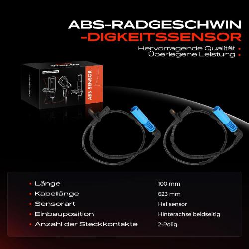 2x ABS Sensor Hinterachse beidseitig für BMW X3 E83 2.0L 2.5L 3.0L 2005-2010 Bild 2x ABS Sensor Hinterachse beidseitig für BMW X3 E83 2.0L 2.5L 3.0L 2005-2010
