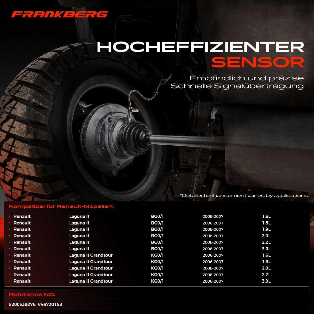 1x ABS Sensor Hinterachse beidseitig für Renault Laguna II Grandtour 1.6L 1.8L 1.9L 2.0L 2.2L 3.0L 2006-2007