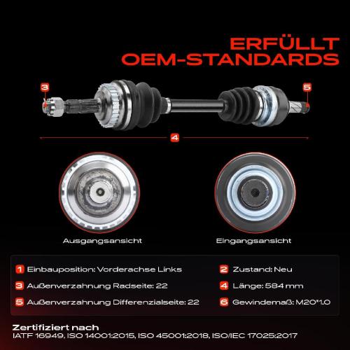 Frankberg 1x Antriebswelle Vorderachse Links für Opel Astra F Vectra A 1.4L-1.6L 1988-2001 Bild Frankberg 1x Antriebswelle Vorderachse Links für Opel Astra F Vectra A 1.4L-1.6L 1988-2001