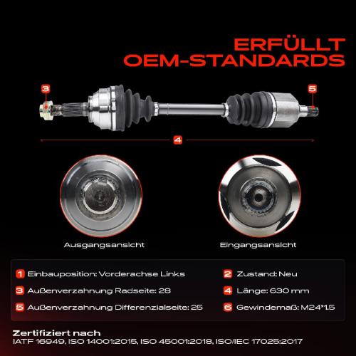 1x Antriebswelle Vorderachse Links für Land Rover Freelander LN 1998-2006 Bild 1x Antriebswelle Vorderachse Links für Land Rover Freelander LN 1998-2006