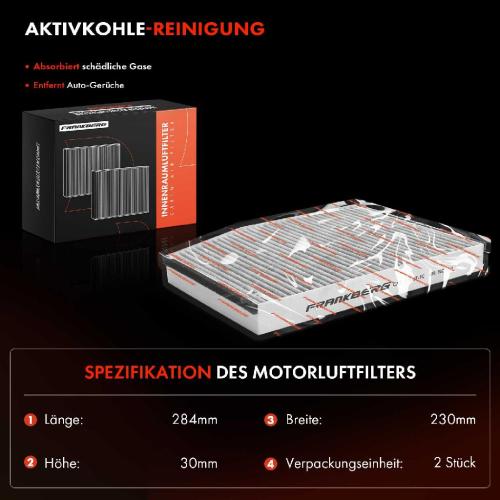 Frankberg 2x Innenraumfilter Aktivkohle für Ford Tourneo Custom F3 FY FZ V363 FED Bild Frankberg 2x Innenraumfilter Aktivkohle für Ford Tourneo Custom F3 FY FZ V363 FED