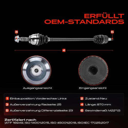 1x Antriebswelle Vorderachse Links für Ford Street KA RB RL2 1996-2008 Bild 1x Antriebswelle Vorderachse Links für Ford Street KA RB RL2 1996-2008
