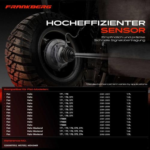 Frankberg 1x ABS Sensor Hinterachse links für Fiat Palio Weekend 1.7L 1.0L 1.1L 1.2L 1.4L 1.5L 1.6L 1.9L 1999-2008 Bild Frankberg 1x ABS Sensor Hinterachse links für Fiat Palio Weekend 1.7L 1.0L 1.1L 1.2L 1.4L 1.5L 1.6L 1.9L 1999-2008