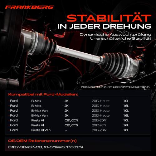 1x Antriebswelle Vorderachse Links für Ford B-Max JK Fiesta 5 CB1, CCN 1.0L 1.6L Bild 1x Antriebswelle Vorderachse Links für Ford B-Max JK Fiesta 5 CB1, CCN 1.0L 1.6L