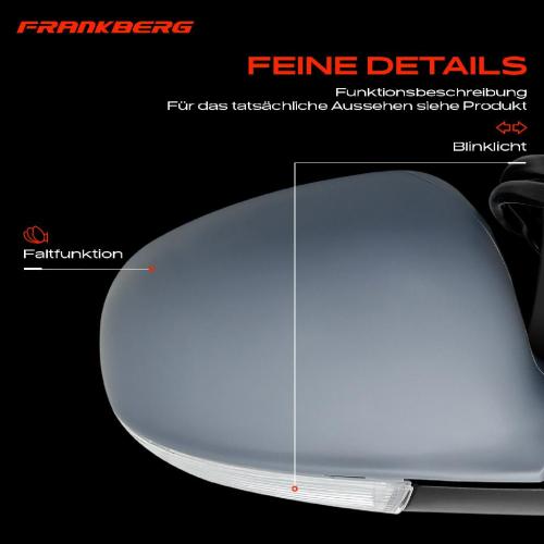 Frankberg 1x Außenspiegel Rechts für VW Golf V 1K1 1.4L 1.6L 1.8L 1.9L 2.0L 2.5L 3.2L 2003-2009 Bild Frankberg 1x Außenspiegel Rechts für VW Golf V 1K1 1.4L 1.6L 1.8L 1.9L 2.0L 2.5L 3.2L 2003-2009