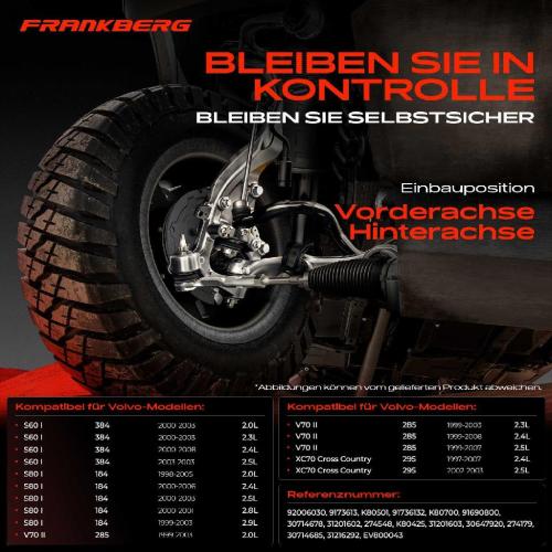 Frankberg 1x Querlenker Satz Hinterachse für Volvo S60 I S80 V70 II XC70 Cross Country 2.3L 2.4L 2.5L 2.8L 2.9L 1997-2008 Bild Frankberg 1x Querlenker Satz Hinterachse für Volvo S60 I S80 V70 II XC70 Cross Country 2.3L 2.4L 2.5L 2.8L 2.9L 1997-2008