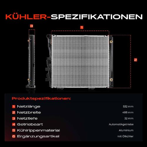 1x Kühler Wasserkühler Motorkühler für Mercedes-Benz W124 C124 S124 A124 2.6L-3.2L Bild 1x Kühler Wasserkühler Motorkühler für Mercedes-Benz W124 C124 S124 A124 2.6L-3.2L