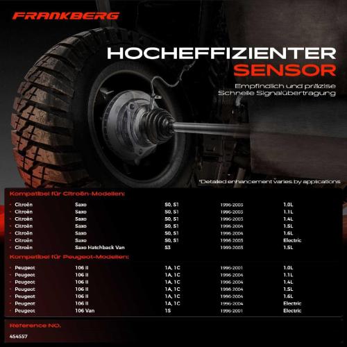 Frankberg 1x ABS Sensor Vorderachse beidseitig für Citroën Saxo Hatchback Van Peugeot 106 II 1.0L 1.1L 1996-2004 Bild Frankberg 1x ABS Sensor Vorderachse beidseitig für Citroën Saxo Hatchback Van Peugeot 106 II 1.0L 1.1L 1996-2004