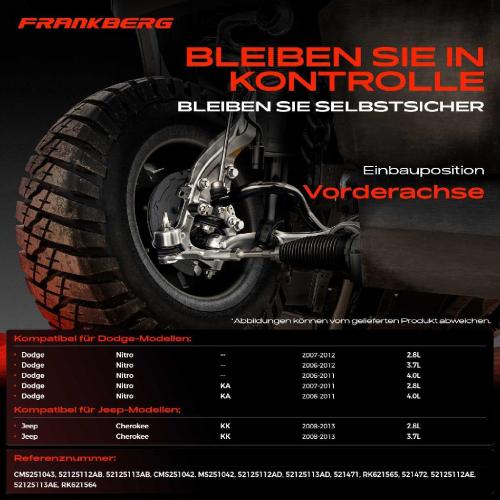 1x Querlenker Satz Vorderachse für Dodge Nitro Nitro Van KA Jeep Cherokee KK 2.8L 3.7L 4.0L 2006-2013 Bild 1x Querlenker Satz Vorderachse für Dodge Nitro Nitro Van KA Jeep Cherokee KK 2.8L 3.7L 4.0L 2006-2013