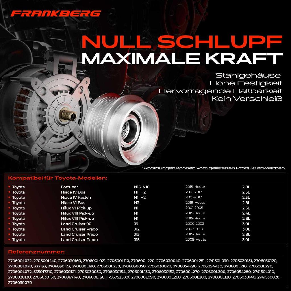 1x Generatorfreilauf Lichtmaschine für Toyota Hiace Land Cruiser Prado