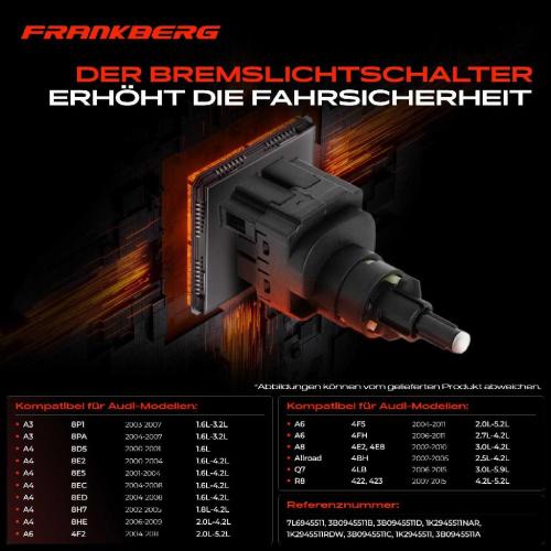 1x Bremslichtschalter für Audi A3 8P A4 8E A6 4B A8 4E R8 Allroad 1.8L 2.0L 2.7L 3.0L Bild 1x Bremslichtschalter für Audi A3 8P A4 8E A6 4B A8 4E R8 Allroad 1.8L 2.0L 2.7L 3.0L