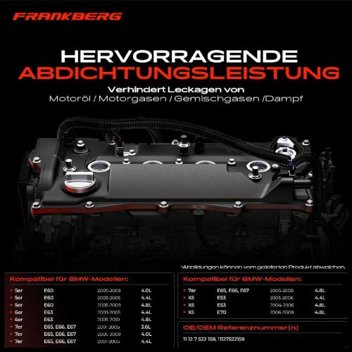 1x Ventildeckel Zylinderkopfhaube für BMW 5er E60 E61 6er E63 E64 7er E65 X5 E53 E70 2001-2010 Bild 1x Ventildeckel Zylinderkopfhaube für BMW 5er E60 E61 6er E63 E64 7er E65 X5 E53 E70 2001-2010