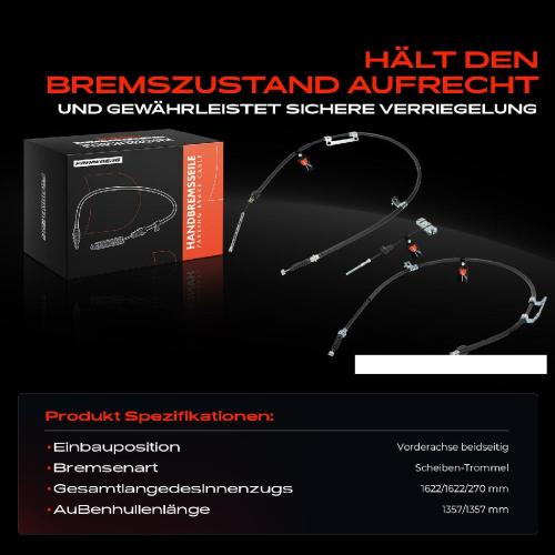 3x Seilzug Feststellbremse Vorderachse für KIA Carens II MPV FJ FC 1.6L 1.8L 2.0L Bild 3x Seilzug Feststellbremse Vorderachse für KIA Carens II MPV FJ FC 1.6L 1.8L 2.0L