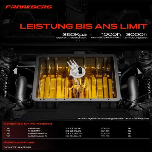 Frankberg 1x Kraftstoffpumpe für VW Caddy III MPV Kasten/MPV 1.4L 1.6L 2004-2015 Bild Frankberg 1x Kraftstoffpumpe für VW Caddy III MPV Kasten/MPV 1.4L 1.6L 2004-2015