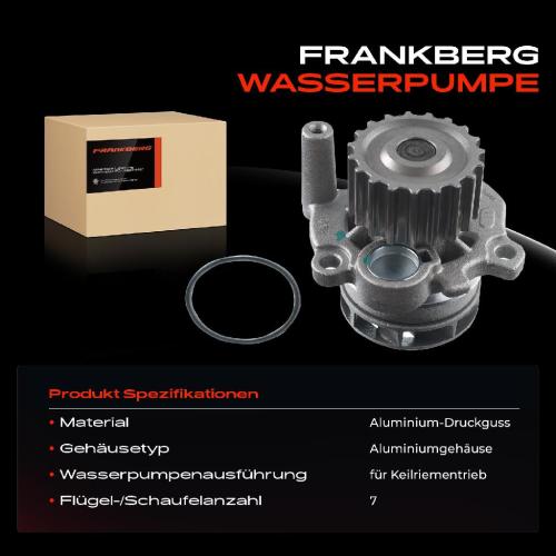 Frankberg 1x Wasserpumpe Kühlwasserpumpe für VW Golf 1J Polo 6KV Caddy 9K Audi A3 Seat Leon 1M1 Skoda 1995-2010 Bild Frankberg 1x Wasserpumpe Kühlwasserpumpe für VW Golf 1J Polo 6KV Caddy 9K Audi A3 Seat Leon 1M1 Skoda 1995-2010