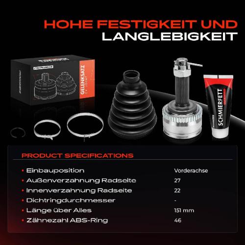 1x Antriebswelle Gelenksatz Vorderachse für Hyundai i30 FD KIA Cee'D SW ED Pro Cee'D ED Bild 1x Antriebswelle Gelenksatz Vorderachse für Hyundai i30 FD KIA Cee'D SW ED Pro Cee'D ED