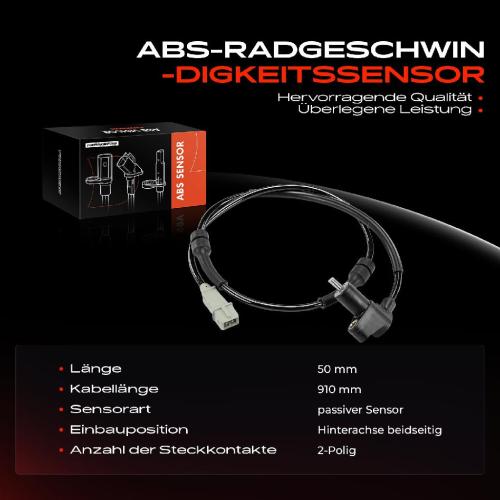 Frankberg 1x ABS Sensor Hinterachse beidseitig für Peugeot 607 9D 9U 2.0L 2.2L 3.0L 2000-2006 Bild Frankberg 1x ABS Sensor Hinterachse beidseitig für Peugeot 607 9D 9U 2.0L 2.2L 3.0L 2000-2006