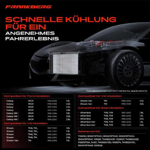 Frankberg 1x Kondensator Klimaanlage für VW Sharan Ford Galaxy Seat Alhambra 1.8L-2.8L 1995-2006 Bild Frankberg 1x Kondensator Klimaanlage für VW Sharan Ford Galaxy Seat Alhambra 1.8L-2.8L 1995-2006