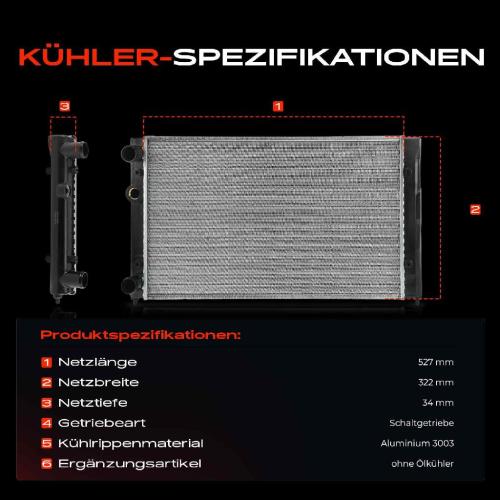 1x Kühler Wasserkühler Motorkühler für VW Golf III 1H1 Vento 1H2 1.6L Bild 1x Kühler Wasserkühler Motorkühler für VW Golf III 1H1 Vento 1H2 1.6L