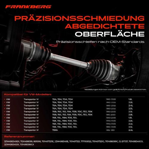 1x Antriebswelle Gelenksatz Vorderachse für VW Transporter IV Bus Kasten 1.9L-2.8L 1990-2003 Bild 1x Antriebswelle Gelenksatz Vorderachse für VW Transporter IV Bus Kasten 1.9L-2.8L 1990-2003