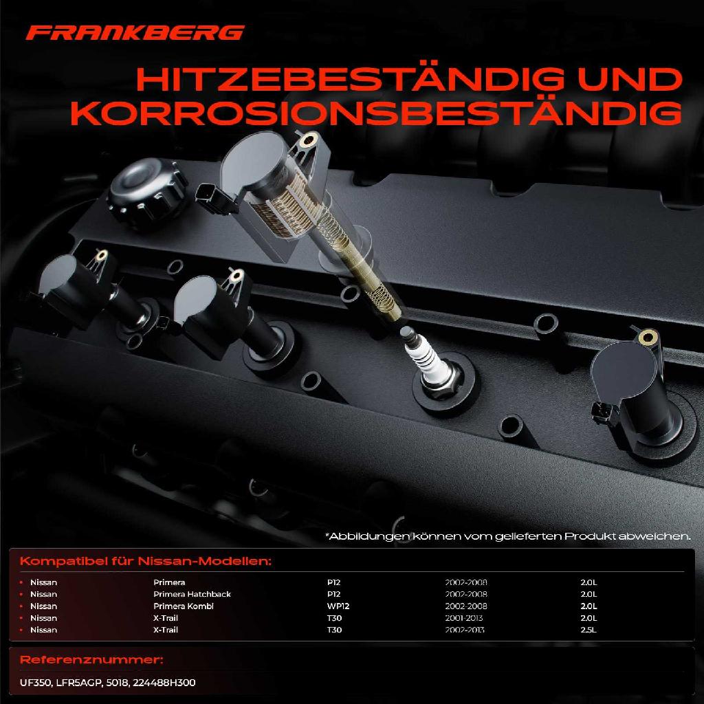 4x Zündspule Zündkerze für Nissan Primera P12 Primera Hatchback Primera Kombi WP12 X-Trail T30