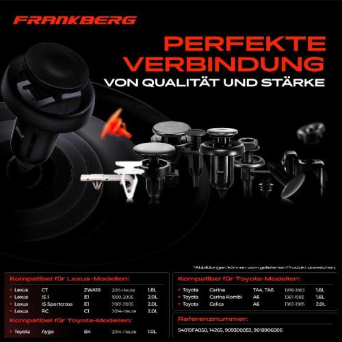 Frankberg 10x Befestigungsclips für Toyota Aygo Corolla Yaris Lexus CT IS I Sportcross Bild Frankberg 10x Befestigungsclips für Toyota Aygo Corolla Yaris Lexus CT IS I Sportcross