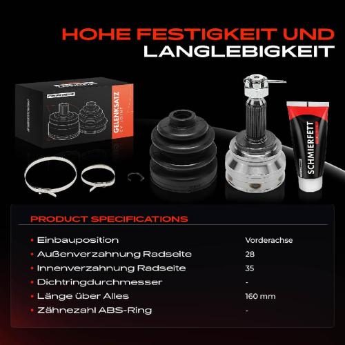 Frankberg 1x Antriebswelle Gelenksatz Vorderachse für Citroën C-Crosser C4 Aircross Mitsubishi Bild Frankberg 1x Antriebswelle Gelenksatz Vorderachse für Citroën C-Crosser C4 Aircross Mitsubishi