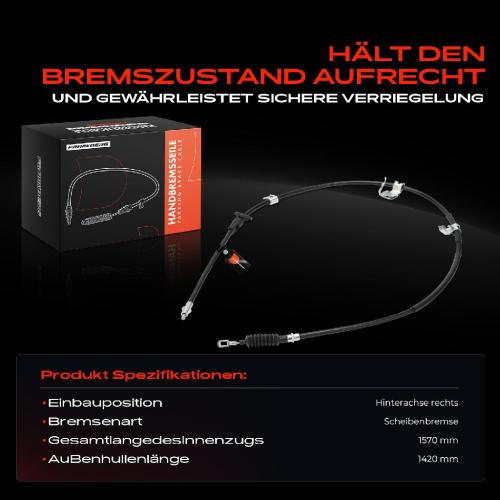1x Seilzug Feststellbremse Hinterachse rechts für Mitsubishi Colt Z2A Z3A Smart Forfour Bild 1x Seilzug Feststellbremse Hinterachse rechts für Mitsubishi Colt Z2A Z3A Smart Forfour