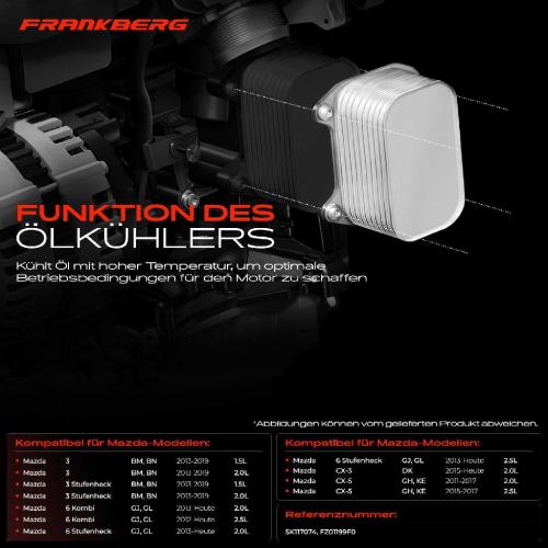 Frankberg 1x Ölkühler Motoröl für Mazda 3 6 CX-3 CX-5 1.5L 2.0L 2.5L Bild Frankberg 1x Ölkühler Motoröl für Mazda 3 6 CX-3 CX-5 1.5L 2.0L 2.5L