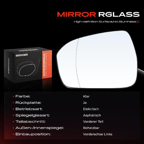 1x Spiegelglas Außenspiegel links für Ford Mondeo V Schrägheck CE CD CF Bild 1x Spiegelglas Außenspiegel links für Ford Mondeo V Schrägheck CE CD CF