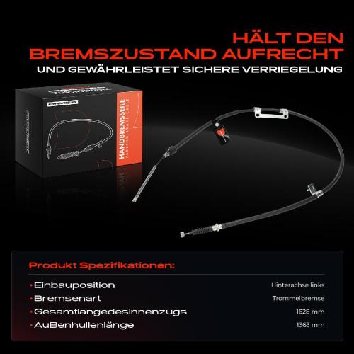 1x Seilzug Feststellbremse Hinterachse links für KIA Carens II FJ Carens I FC 2000-2013 Bild 1x Seilzug Feststellbremse Hinterachse links für KIA Carens II FJ Carens I FC 2000-2013
